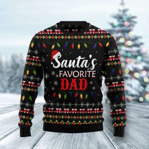 Santa’S Favorite Dad Ugly Christmas Sweater,…