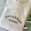 Savannah Georgia Embroidered Sweatshirt 2D Crewneck Sweatshirt Gift For Family