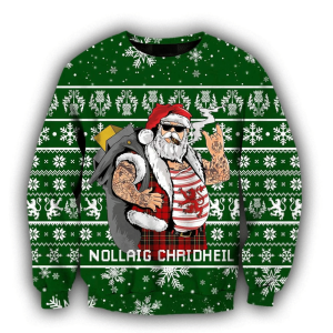 Scottish Gangster Santa Green Ugly Christmas…