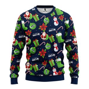 seattle seahawks santa claus snowman christmas ugly sweater gift for christmas .jpeg