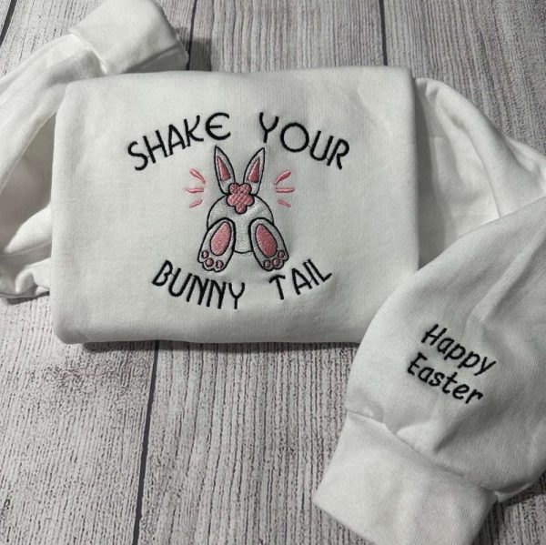 Shake your bunny Tail  Embroidered 2D Crewneck Sweatshirt For Men Women