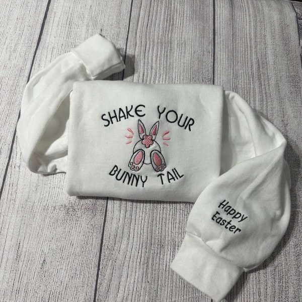 Shake your bunny Tail  Embroidered 2D Crewneck Sweatshirt For Men Women