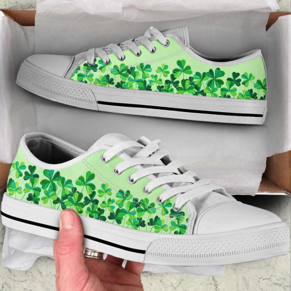 Shamrock Clover Low Top Shoes: Fashionable Canvas Print Comfort