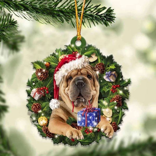 Shar Pei And Christmas  Ornament 2023 Christmas Tree Ornaments, Gift For Dog Lover