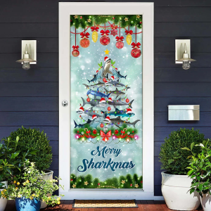 Shark Christmas Tree Door Cover –…