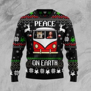 Shiba Inu Peace Ugly Christmas Sweater,…