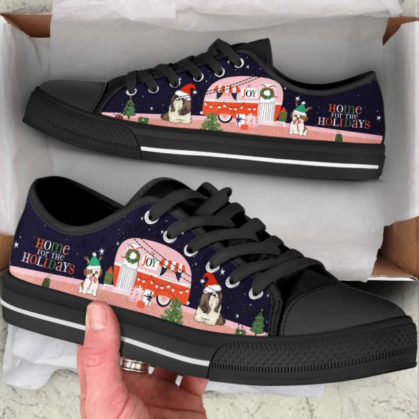 Shih Tzu Dog Christmas Car Happy Low Top Shoes Canvas Sneakers