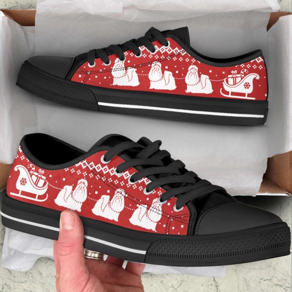 Shih Tzu Dog Christmas Reindeer Gift Car Low Top Shoes Canvas Sneakers