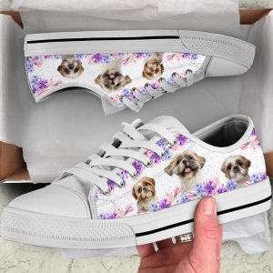 shih tzu dog purple flower version 2 low top shoes canvas sneakers casual shoes for men and women dog mom gift 1.jpeg