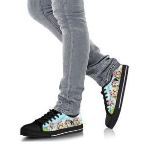 shih tzu floral wreath low top shoes canvas sneakers casual shoes for men and women dog mom gift 3.jpeg