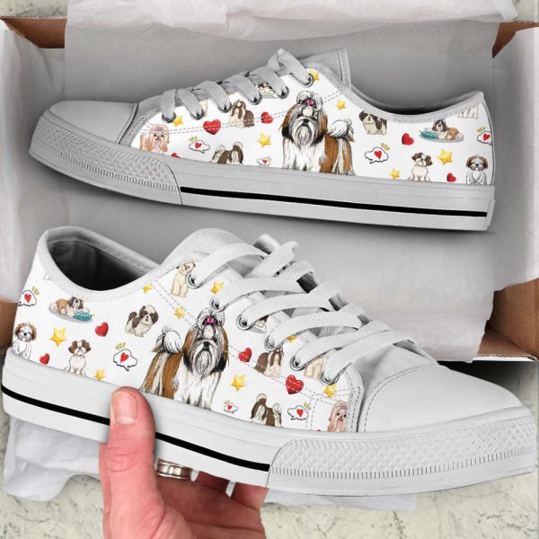 Shih Tzu Heart Star Low Top Shoes Canvas Sneakers Casual Shoes