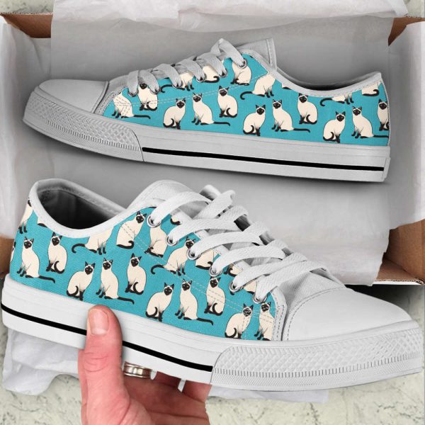 Siamese Cat Lover Shoes – Cat Pattern Low Top Canvas Shoes – Trendy Fashion