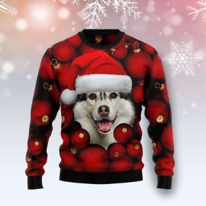 Siberian Husky Ornament Ugly Christmas Sweater,…