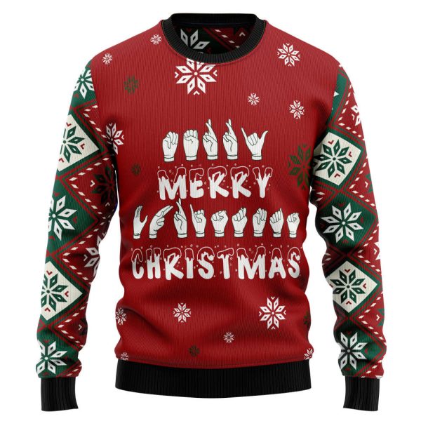 T2910 Sign Language Ugly Christmas Sweater by Noel Malalan