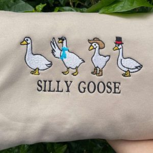 silly goose embroidered sweatshirt 2d crewneck sweatshirt for family .jpeg