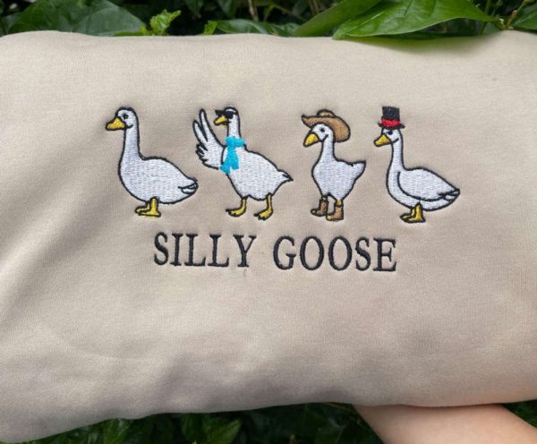 Silly Goose Embroidered Sweatshirt 2D Crewneck Sweatshirt For Family