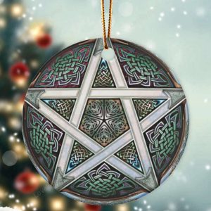Silver Pentacle Christmas Ornament, Christmas Gift…