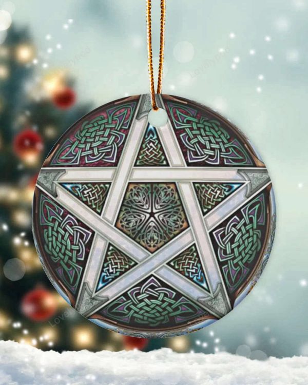 Silver Pentacle Christmas Ornament, Christmas Gift Decor