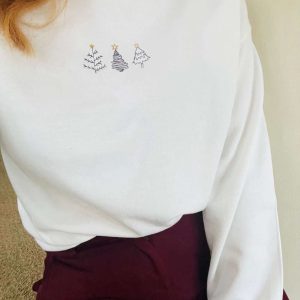 simple tree doodles embroidered sweatshirt 2d crewneck sweatshirt for men and womensws3399 2.jpeg