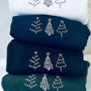 simple tree doodles embroidered sweatshirt 2d crewneck sweatshirt for men and womensws3399 3.jpeg