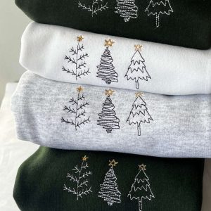 simple tree doodles embroidered sweatshirt 2d crewneck sweatshirt for men and womensws3399.jpeg