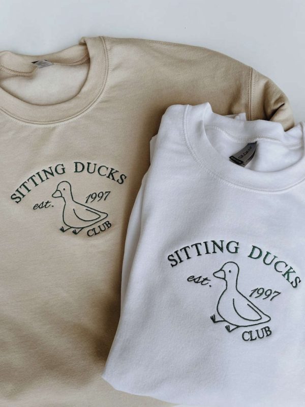 Sitting Ducks Club Embroidered Sweatshirt 2D Crewneck Sweatshirt For Women And Women