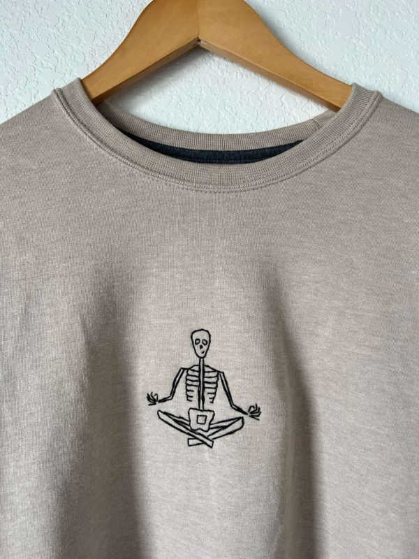 Skeleton Yoga Embroidered Sweatshirt 2D Crewneck Sweatshirt Gift For Family