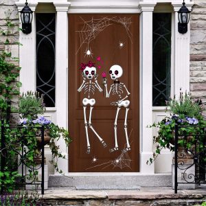Spooky Skull Couple Door Cover: Enhance…