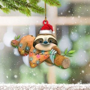 Sloth Lying On Tree Christmas Ornament…