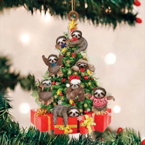 Sloths On Christmas Tree Ornament Cute…