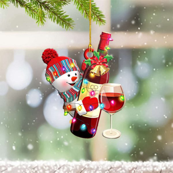 Snowman And Wine Ornament Christmas Tree Decorations Ideas 2023 Gifts For Wine Drinker