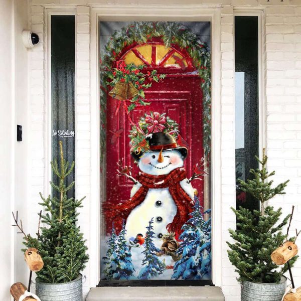 Snowman Merry Christmas Door Cover – Funny Xmas Decor for Porch & Home