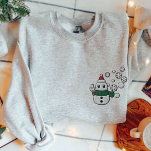 snowman sweatshirt embroidered sweater cute christmas snowman pullover cozy snowman crewneck snowman gift with peace sign winter sweatshirt.jpeg