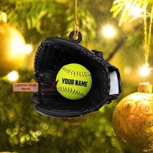 Softball Gloves Ornament Custom Softbal Flat…
