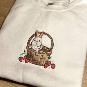 strawberry basket bunny embroidered sweatshirt 2d crewneck sweatshirt for men and womensws3732 1.jpeg