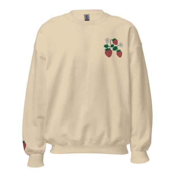 Strawberry Embroidered  Sweatshirt 2D Crewneck Sweatshirt For Family