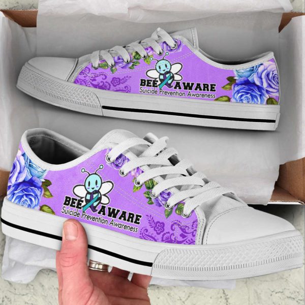 Suicide Prevention Shoes Bee Aware Low Top Shoes Canvas Shoes