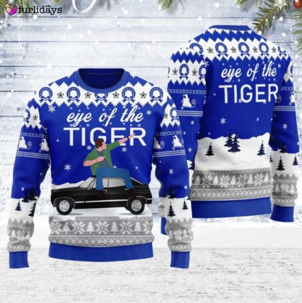 Supernatural Dean Singing Eye Of The Tiger Ugly Knitted Christmas Sweater, Xmas Sweater, Christmas Sweater, Ugly Christmas Sweatshirt