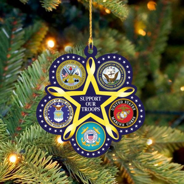 Support Out Troops Ornament Military Logos Christmas Tree Decorations Ideas 2023 Veteran Gifts