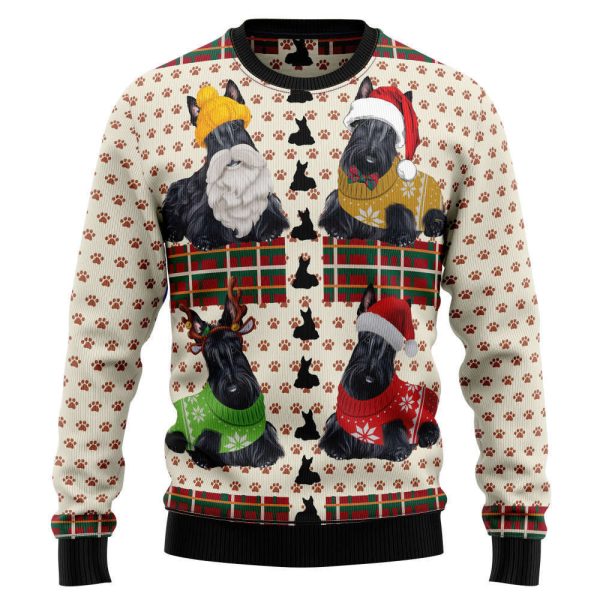 T249 Scottish Terrier Ugly Christmas Sweater by Noel Malalan