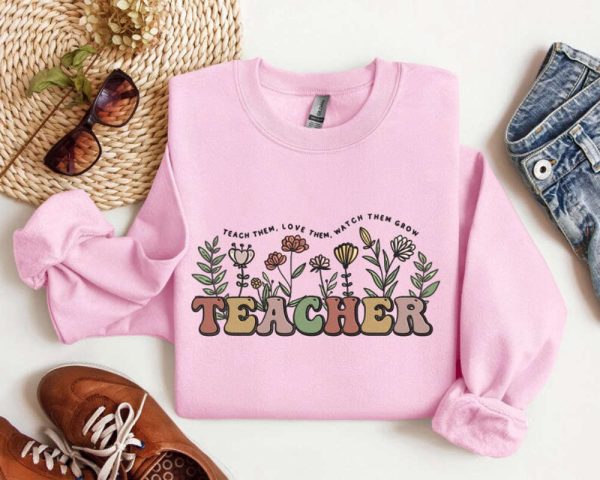 Teacher Embroidered Sweatshirt 2D Crewneck Sweatshirt For Men Women