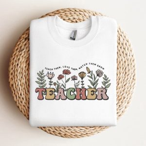 Teacher Embroidered Sweatshirt 2D Crewneck Sweatshirt…