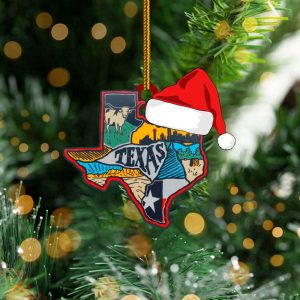 Texas Wearing Santa Hat Christmas Ornament…