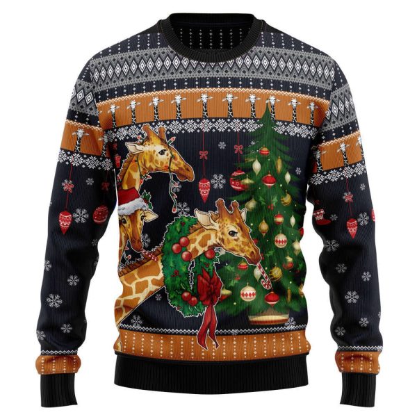 TG51022 Giraffe Love Ugly Christmas Sweater by Noel Malalan