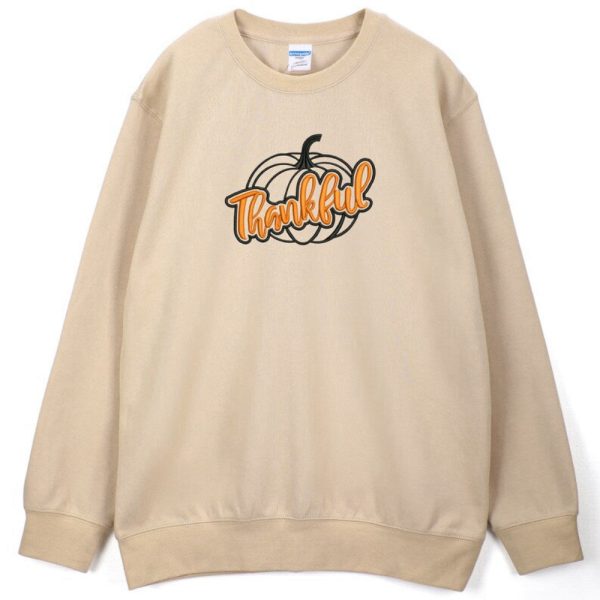 Thanksgiving Pumpink Fall Embroidered Sweatshirt 2D Crewneck Sweatshirt  For Men And Women