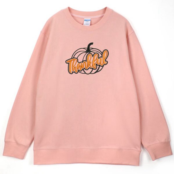 Thanksgiving Pumpink Fall Embroidered Sweatshirt 2D Crewneck Sweatshirt  For Men And Women