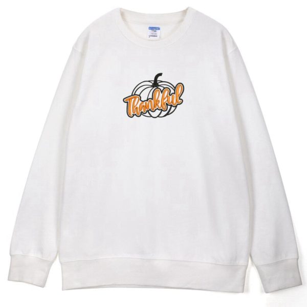 Thanksgiving Pumpink Fall Embroidered Sweatshirt 2D Crewneck Sweatshirt  For Men And Women