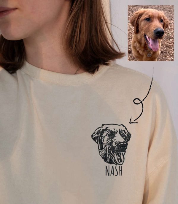 The Custom Embroidered Pet Portrait Patch Sweatshirt Gift For Dog Lover