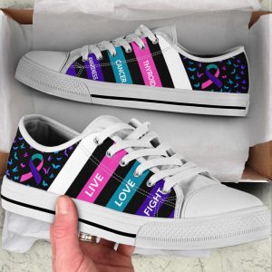 thyroid cancer shoes plaid low top shoes canvas shoes best gift for men and women 1.jpeg