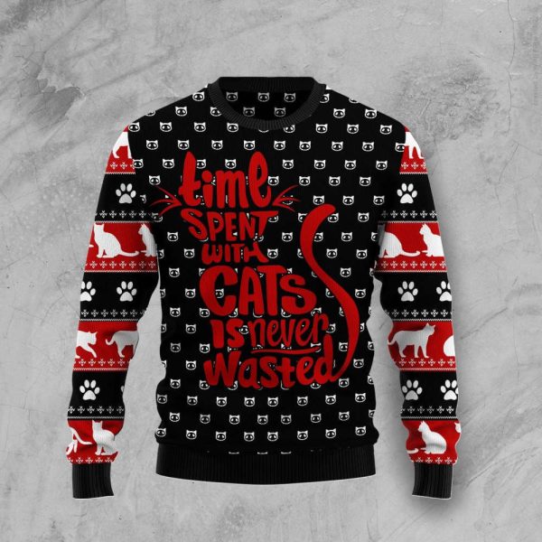 Time With Cat Christmas Ugly Christmas Sweater For Men And Women